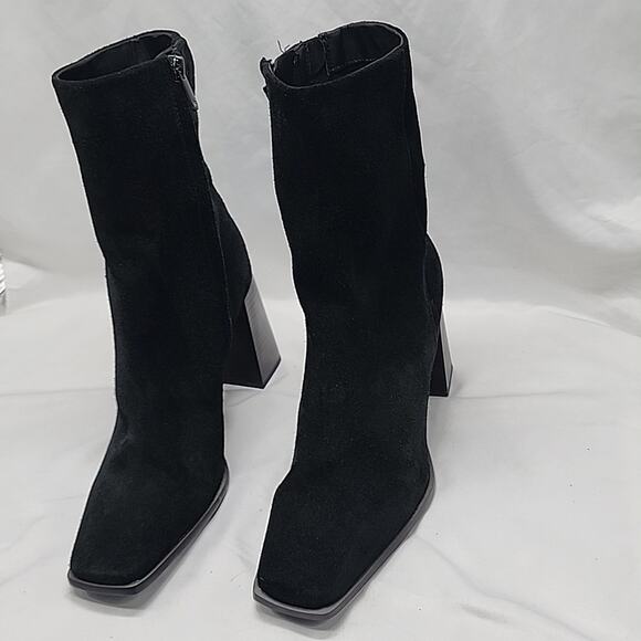 SAM EDELMAN IVETTE BLACK ANKLE BOOTS LEATHER STACKED HEEL LADIES SIZE 9.5 NWOB - Picture 7 of 16